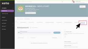 A student profile is open and the cursor is clicking the Advisement tab.